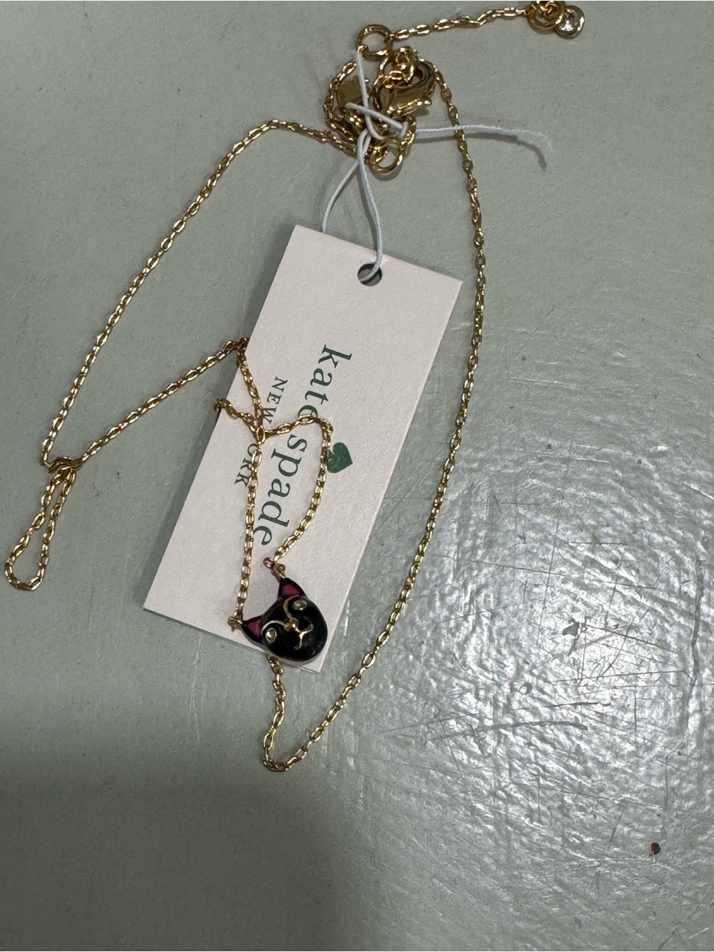 Kate Spade House Cat Mini Pendant Necklace NWT